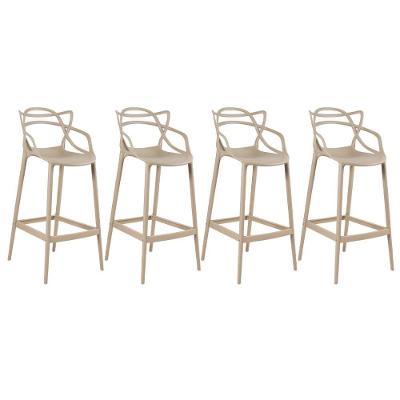 Kit 4 Banquetas Altas Masters Allegra 76 Cm Nude