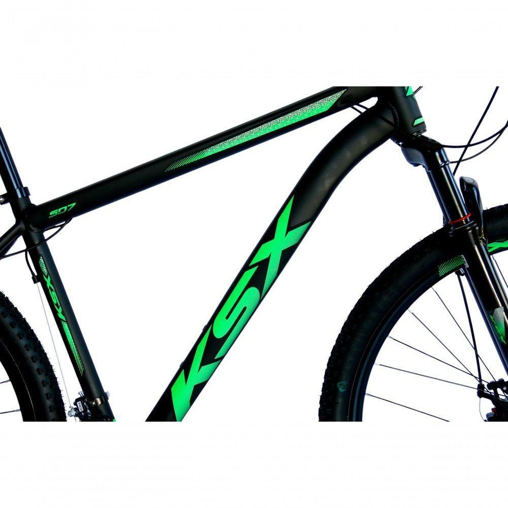 Bicicleta Aro 29 Ksx Sd7 21v Cabos Internos Alumínio Freios A Disco Garfo Suspensão Preto Verde Tamanho 19 - 3