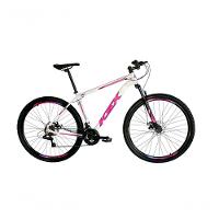 Bicicleta Aro 29 Ksx Sd7 21v Cabos Internos Alumínio Freios A Disco Garfo Suspensão Branco Rosa Violeta Tamanho 17 - 1