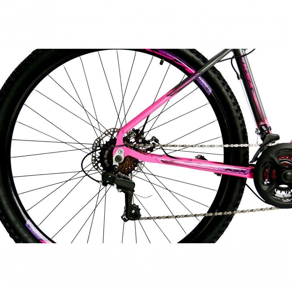 Bicicleta Aro 29 Ksx Sd7 21v Cabos Internos Alumínio Freios A Disco Garfo Suspensão Rosa Grafite Tamanho 19 - 2
