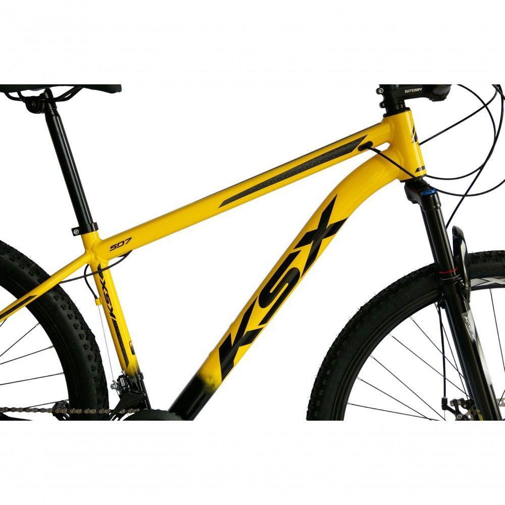 Bicicleta Aro 29 Ksx Sd7 21v Cabos Internos Alumínio Freios A Disco Garfo Suspensão Preto Amarelo Tamanho 19 - 3