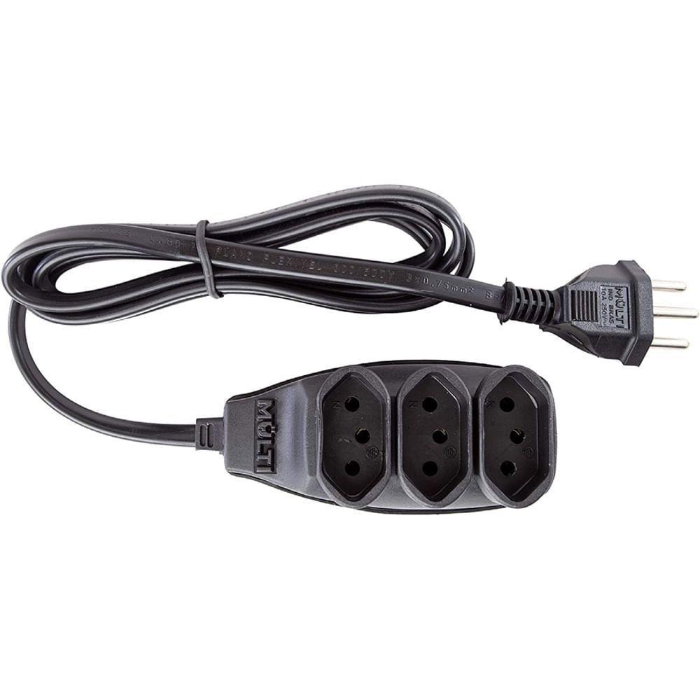 Extensão Preta 3t Tripolar Com 10 Metros 2p+t 10 Ampères 250vac - 01574 - Multicraft - 1