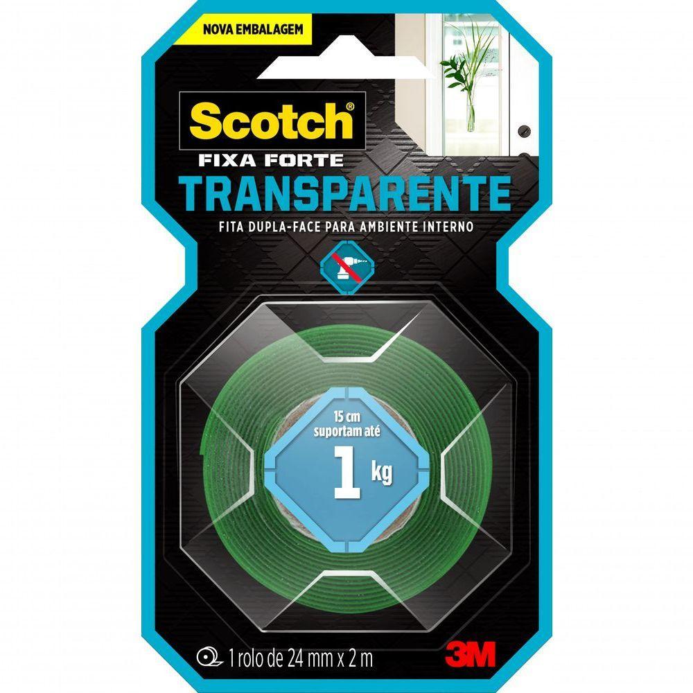 Fita Dupla Face Scotch Fixa Forte Transparente 24mm X 2 Metros - Hb004420194 - 3m - 1