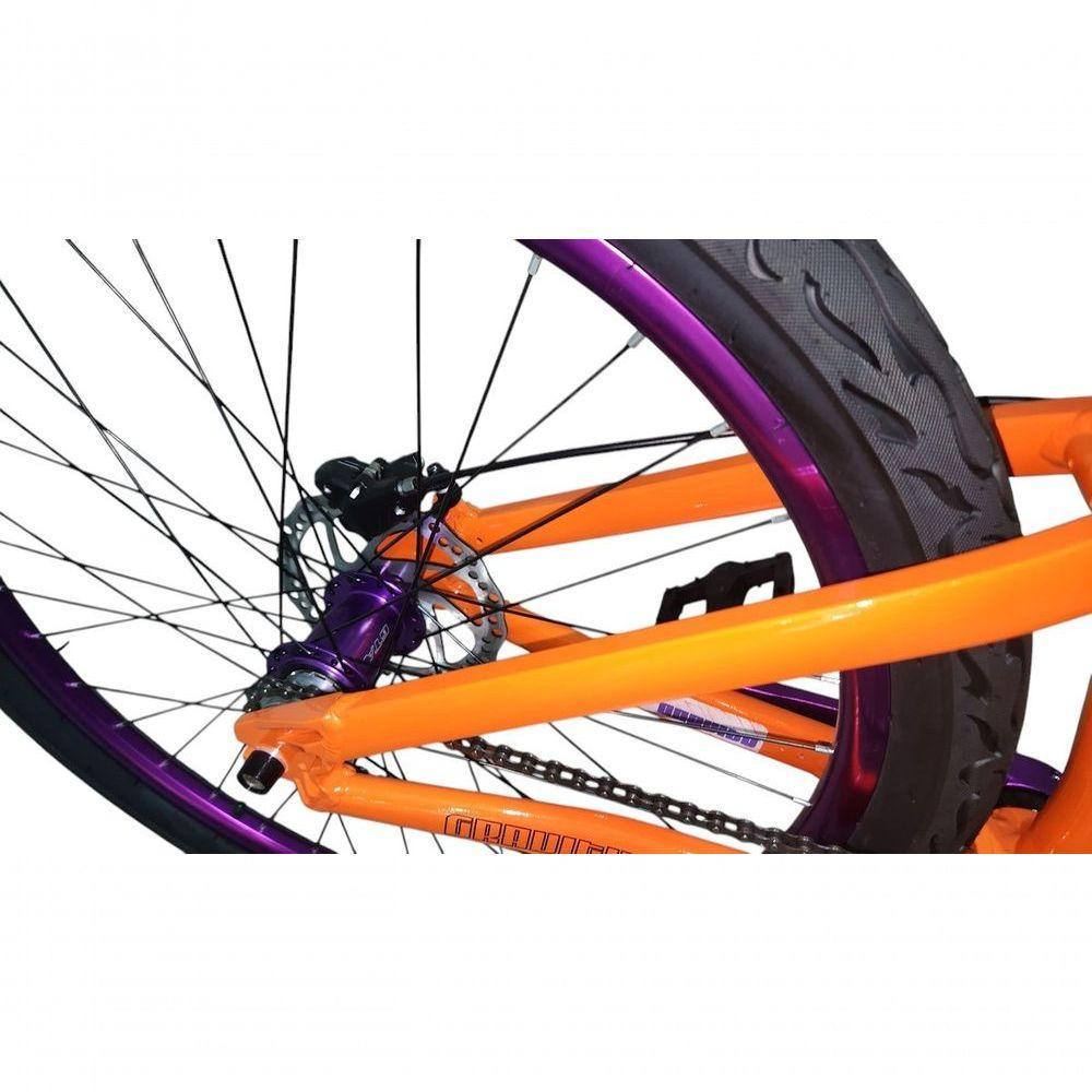 Bicicleta 26 Gta Gravity Cor Laranja Freeride Single Cubo K7 Barulhento Freio Hidráulico Garfo C/trava Pneu Flame Preto - 3