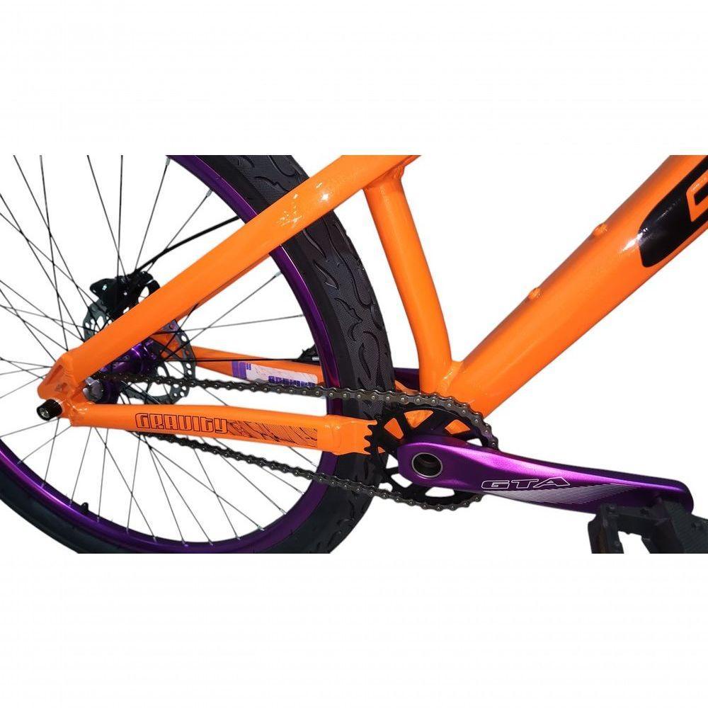 Bicicleta 26 Gta Gravity Cor Laranja Freeride Single Cubo K7 Barulhento Freio Hidráulico Garfo C/trava Pneu Flame Preto - 5