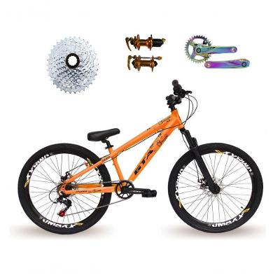 Bicicleta 26 Gta Rebel Freeride Laranja Single 8v Cubo Barulhento Pedivela Camaleão Freio Disco Aros Vmaxx Pneu Flame