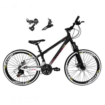 Bicicleta Aro 26 Vikingx Tuff X44 Preto/branco 21v Câmbios Shimano Tz Freio A Disco Aros Vmaxx Pretos