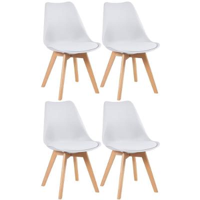 Kit 4 Cadeiras Com Assento Estofado Leda Branco