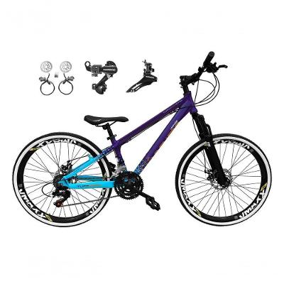 Bicicleta Aro 26 Vikingx Tuff X44 Roxo/azul 21v Câmbios Shimano Tz Freios Hidráulicos Aros Vmaxx Pretos