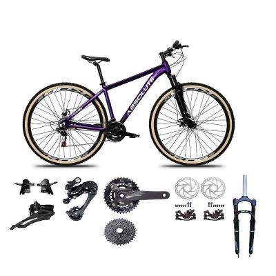 Bicicleta Aro 29 Absolute Nero 5 Kit 2x9 Gta Sunrun Freio Disco K7 Garfo C-trava Pneu C-faixa Roxo Tam.13.8