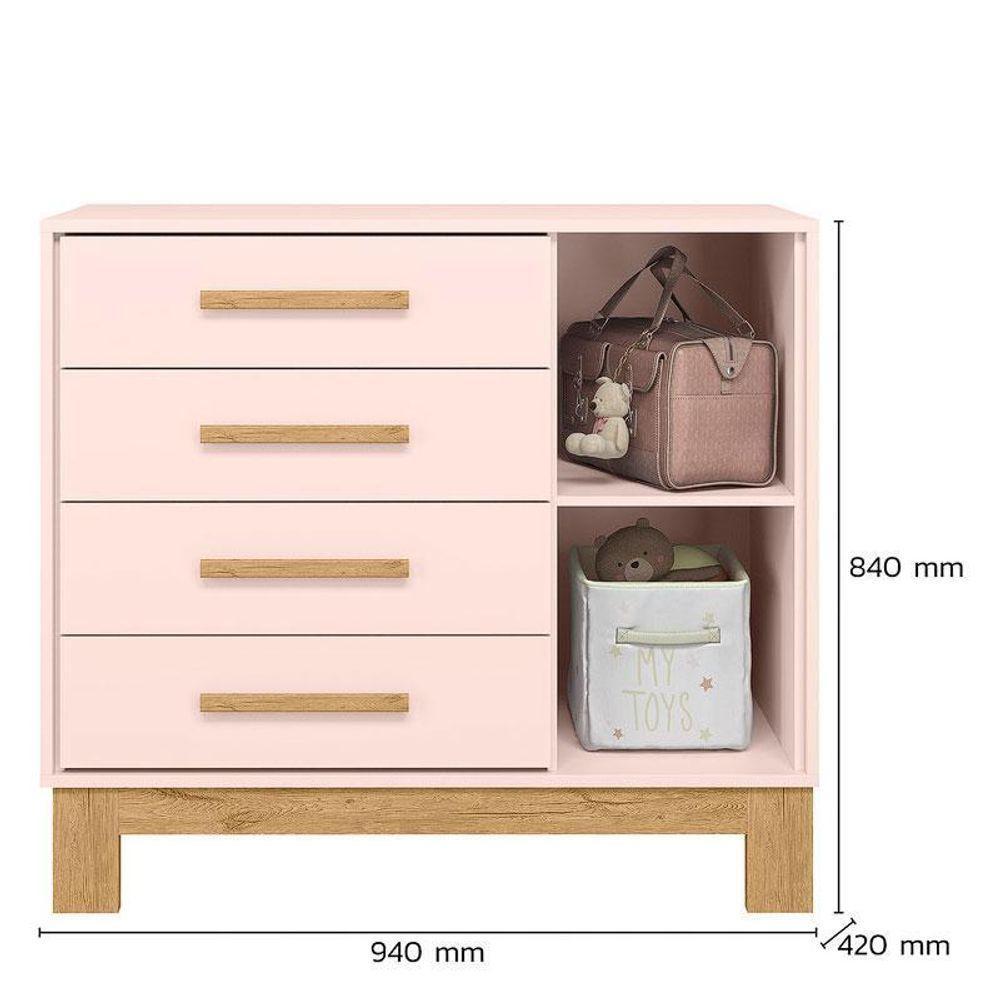 Quarto De Bebê Q Encanto Slim Rosa Acetinado Com Colchão Tend Tudo – Qmovi - 7