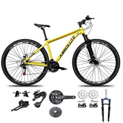 Bicicleta Aro 29 Absolute Nero 5 Kit 2x9 Gta Sunrun Freio Disco K7 Pedivela 24-38d Garfo Com Trava Amarelo Tam.21