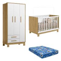 Berço Americano 4315 E Guarda Roupa Q Encanto Slim Freijó Toq Branco Acetinado Com Colchão - 1