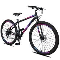 Bicicleta Aro 29 Dropp Sport Aero Aço Carbono 21 Vel Marchas Freio A Disco - Preto e Azul - 1