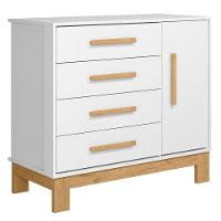 Berço Americano 4315 E Guarda Roupa 4340 Q Encanto Slim Branco Acetinado Com Colchão