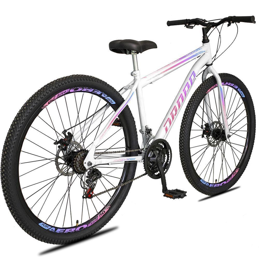 Bicicleta Aro 29 Dropp Sport Aero Aço Carbono 21 Vel Marchas Freio A Disco - Branco e Azul - 2