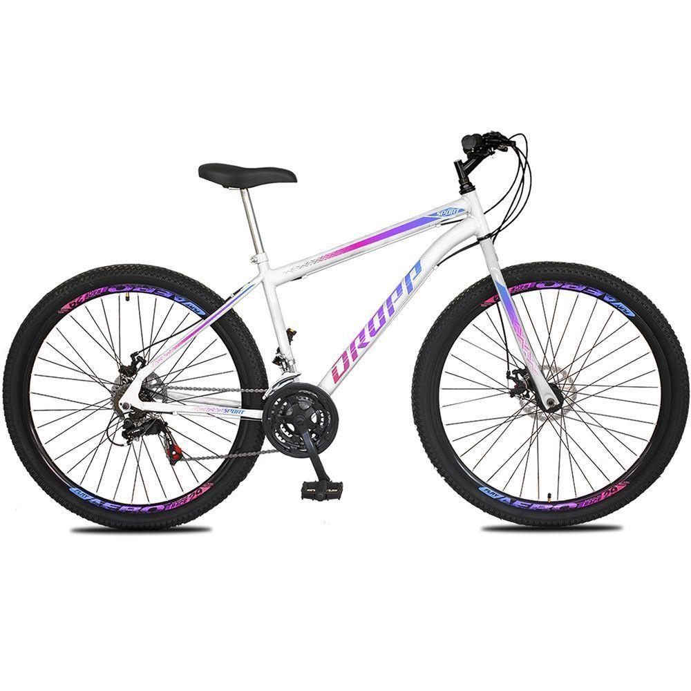 Bicicleta Aro 29 Dropp Sport Aero Aço Carbono 21 Vel Marchas Freio A Disco - Branco e Azul - 3