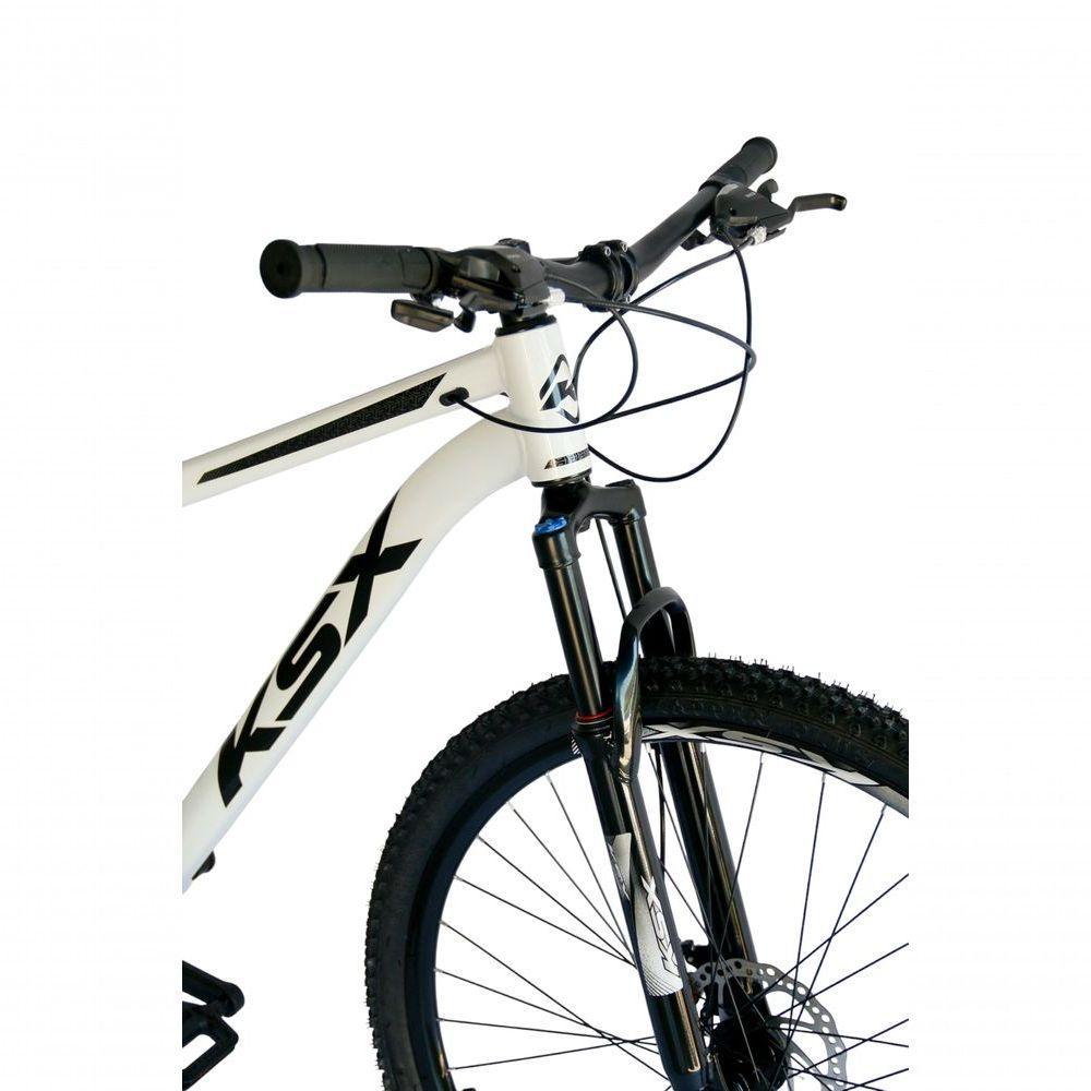 Bicicleta Aro 29 Ksx Sd7 21v Cabos Internos Alumínio Freios A Disco Garfo Suspensão Branco Preto Tamanho 17 - 4