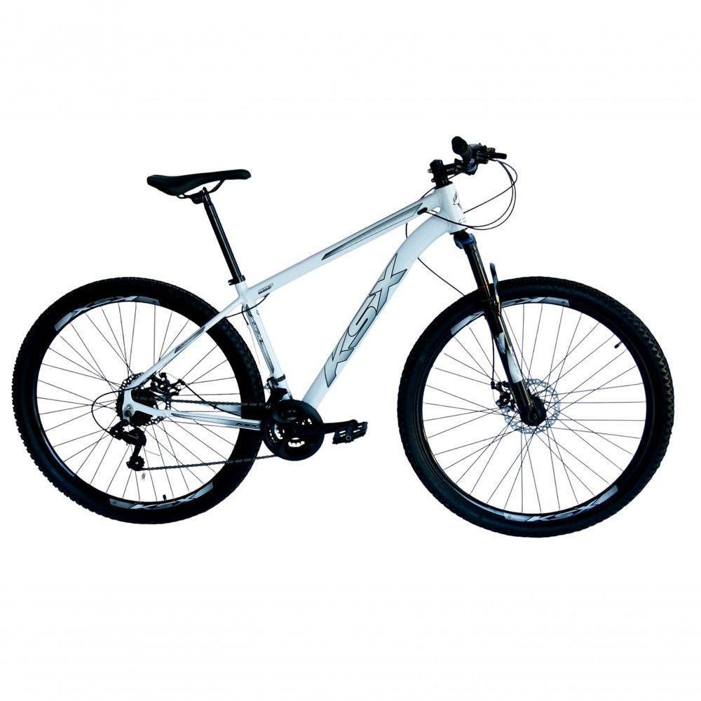 Bicicleta Aro 29 Ksx Sd7 21v Cabos Internos Alumínio Freios A Disco Garfo Suspensão Branco Prata Tamanho 15 - 1