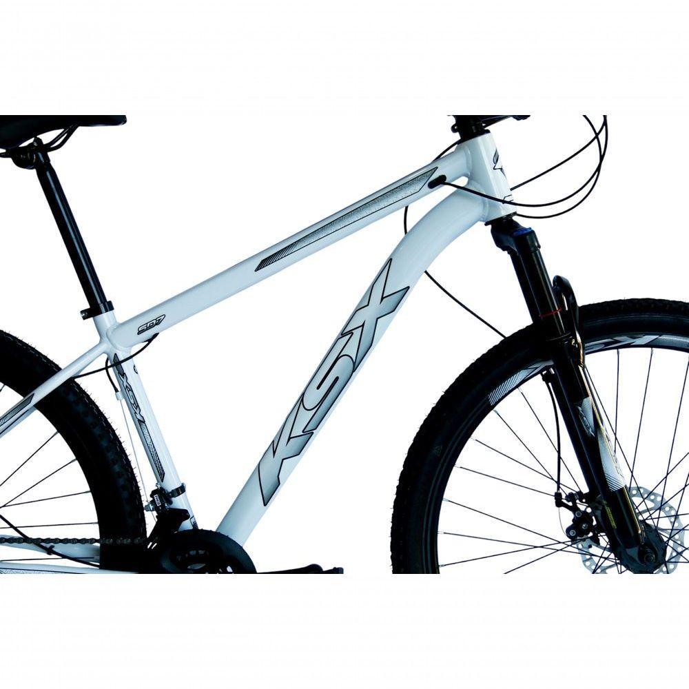 Bicicleta Aro 29 Ksx Sd7 21v Cabos Internos Alumínio Freios A Disco Garfo Suspensão Branco Prata Tamanho 15 - 2