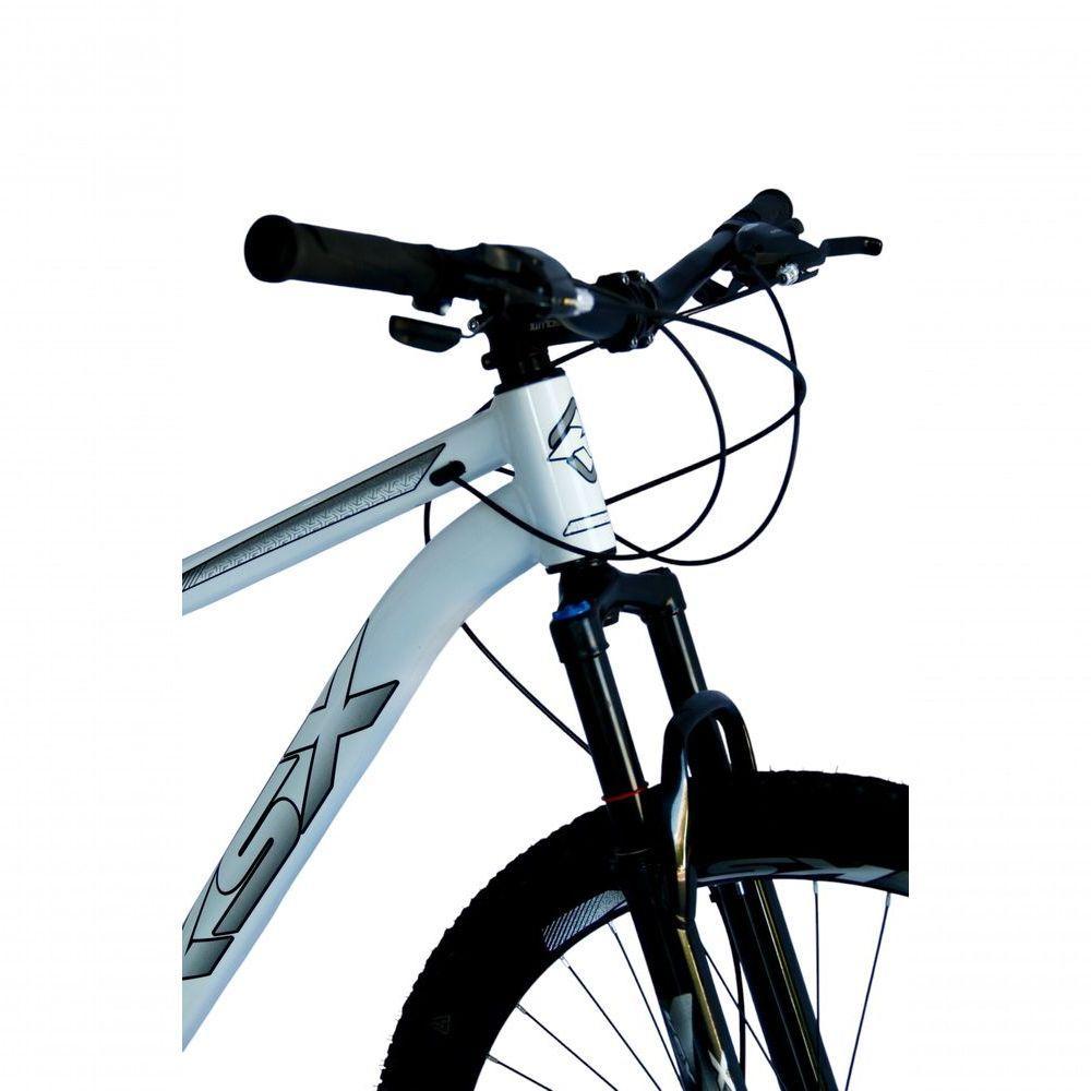 Bicicleta Aro 29 Ksx Sd7 21v Cabos Internos Alumínio Freios A Disco Garfo Suspensão Branco Prata Tamanho 15 - 3