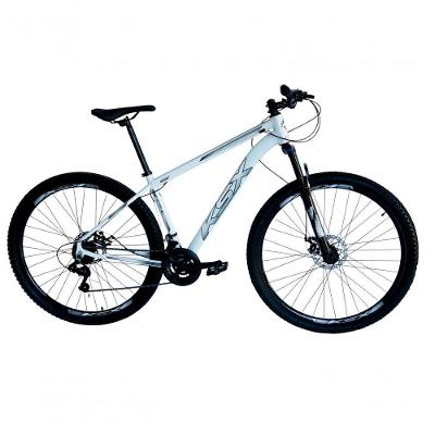 Bicicleta Aro 29 Ksx Sd7 21v Cabos Internos Alumínio Freios A Disco Garfo Suspensão Branco Prata Tamanho 15
