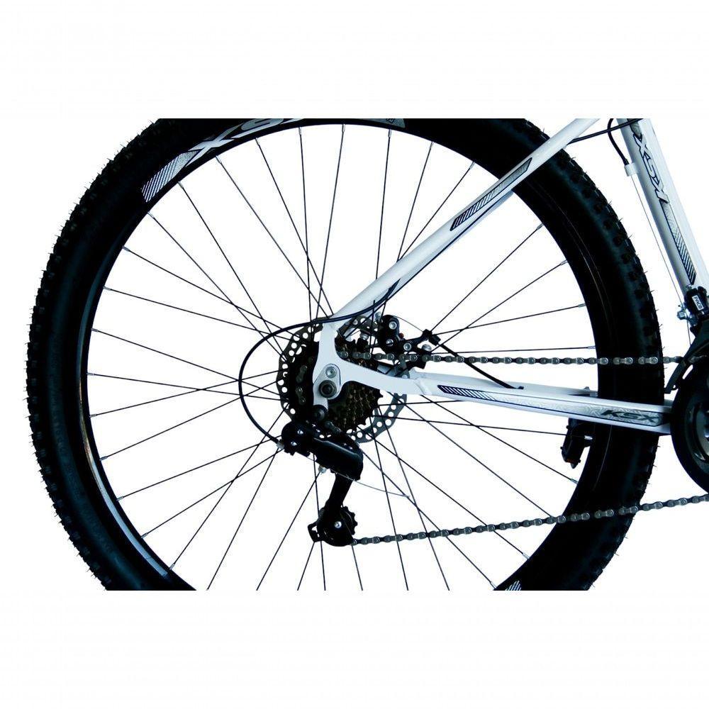 Bicicleta Aro 29 Ksx Sd7 21v Cabos Internos Alumínio Freios A Disco Garfo Suspensão Branco Prata Tamanho 19 - 4