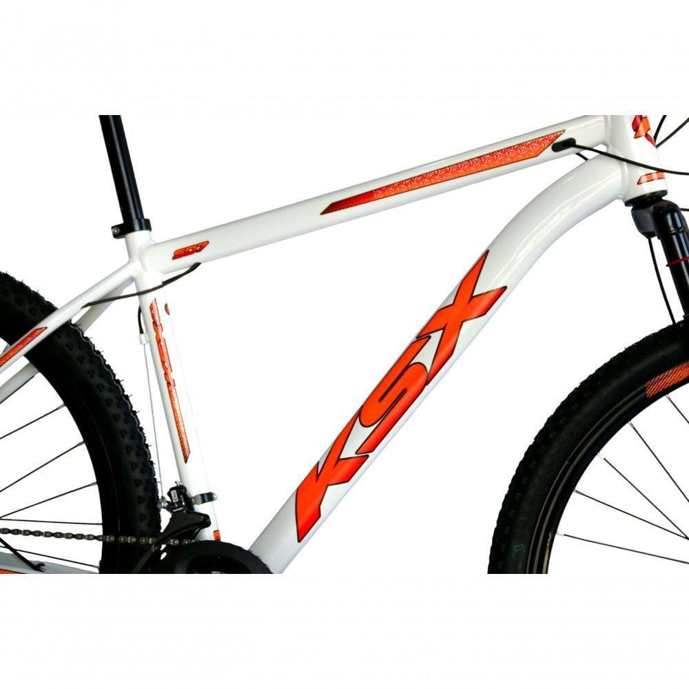 Bicicleta Aro 29 Ksx Sd7 21v Cabos Internos Alumínio Freios A Disco Garfo Suspensão Branco Laranja Tamanho 21 - 2