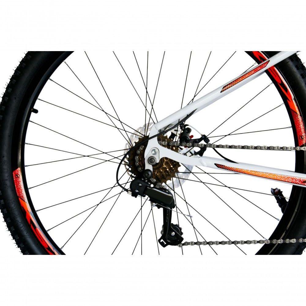 Bicicleta Aro 29 Ksx Sd7 21v Cabos Internos Alumínio Freios A Disco Garfo Suspensão Branco Laranja Tamanho 21 - 3