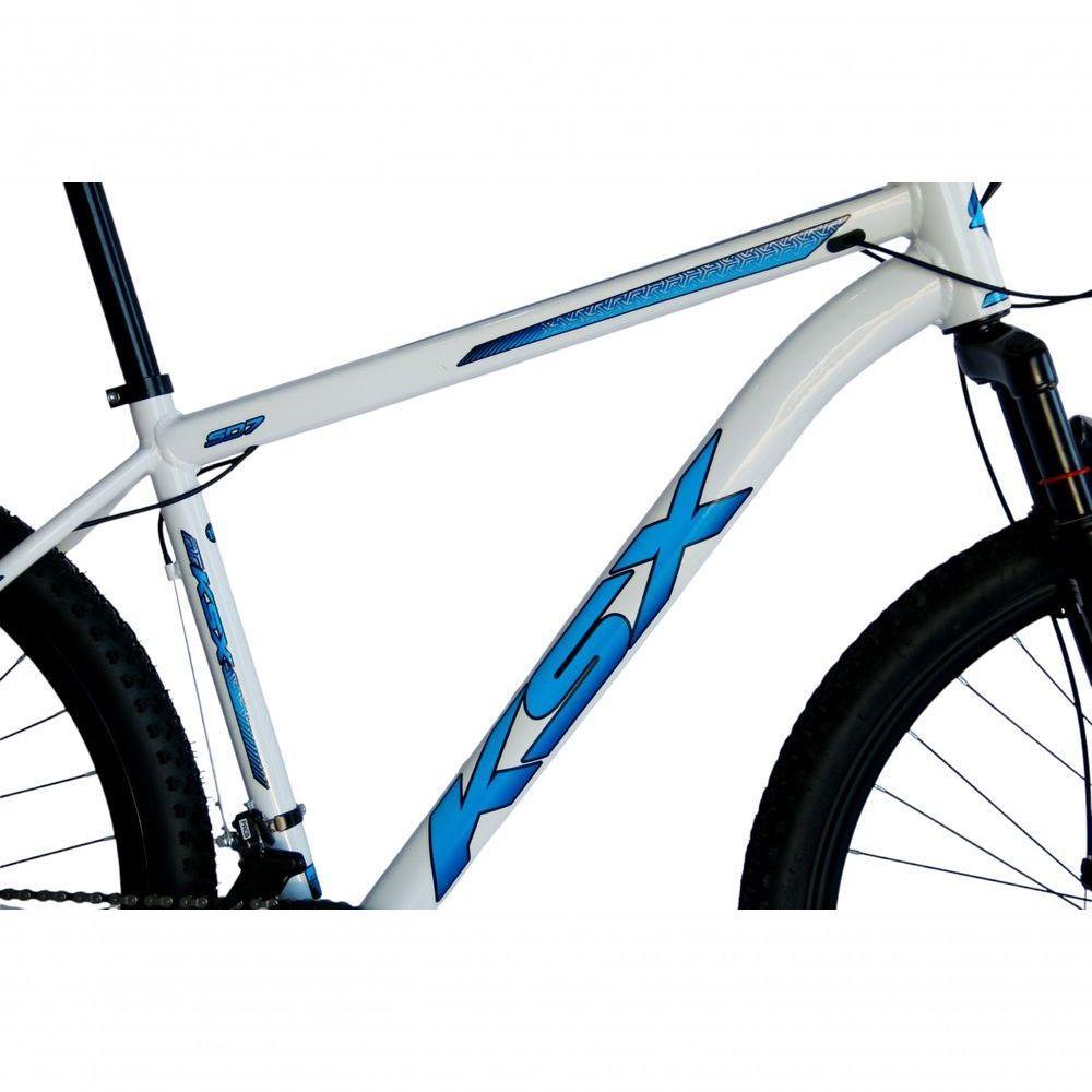 Bicicleta Aro 29 Ksx Sd7 21v Cabos Internos Alumínio Freios A Disco Garfo Suspensão Branco Azul Tamanho 17 - 2
