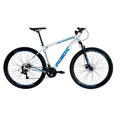 Bicicleta Aro 29 Ksx Sd7 21v Cabos Internos Alumínio Freios A Disco Garfo Suspensão Branco Azul Tamanho 17