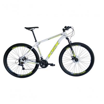 Bicicleta Aro 29 Ksx Sd7 21v Cabos Internos Alumínio Freios A Disco Garfo Suspensão Branco Amarelo Tamanho 21