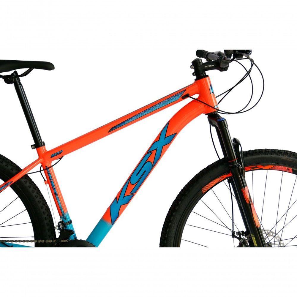 Bicicleta Aro 29 Ksx Sd7 21v Cabos Internos Alumínio Freios A Disco Garfo Suspensão Laranja Azul Tamanho 15 - 2