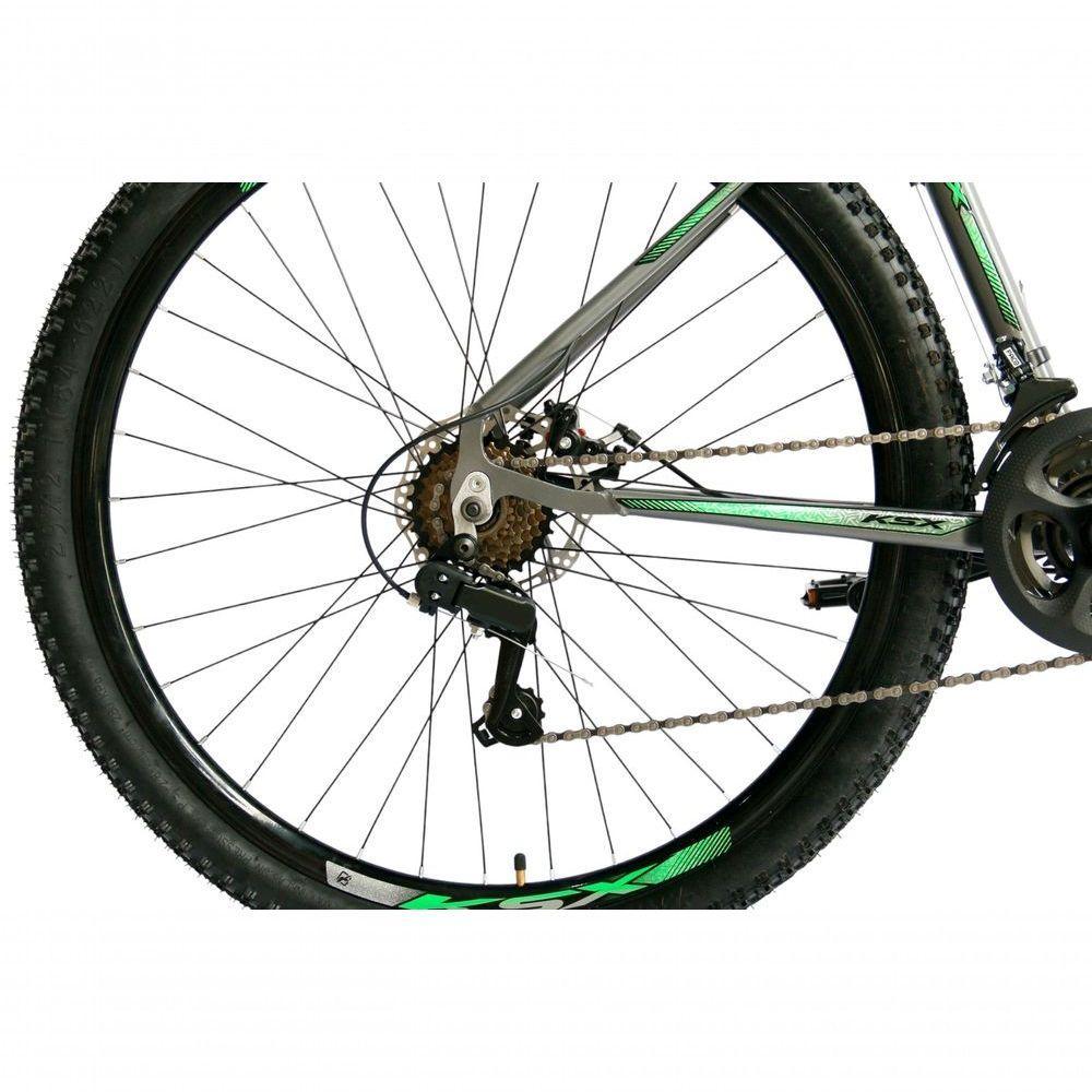 Bicicleta Aro 29 Ksx Sd7 21v Cabos Internos Alumínio Freios A Disco Garfo Suspensão Grafite Verde Tamanho 15 - 4