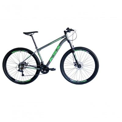 Bicicleta Aro 29 Ksx Sd7 21v Cabos Internos Alumínio Freios A Disco Garfo Suspensão Grafite Verde Tamanho 15