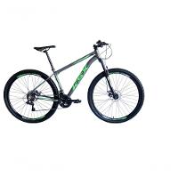 Bicicleta Aro 29 Ksx Sd7 21v Cabos Internos Alumínio Freios A Disco Garfo Suspensão Grafite Verde Tamanho 15 - 1