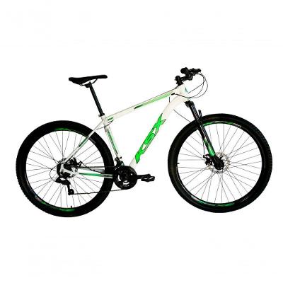 Bicicleta Aro 29 Ksx Sd7 21v Cabos Internos Alumínio Freios A Disco Garfo Suspensão Branco Verde Tamanho 17