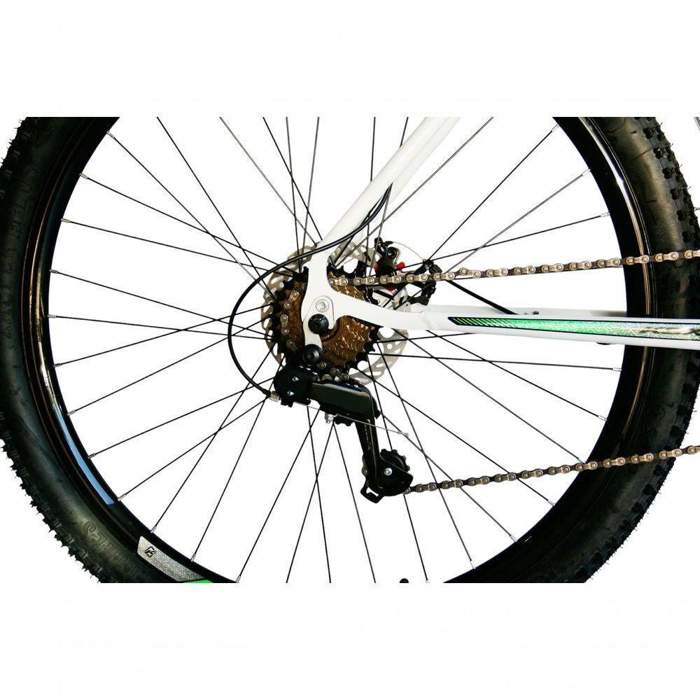 Bicicleta Aro 29 Ksx Sd7 21v Cabos Internos Alumínio Freios A Disco Garfo Suspensão Branco Verde Tamanho 15 - 4