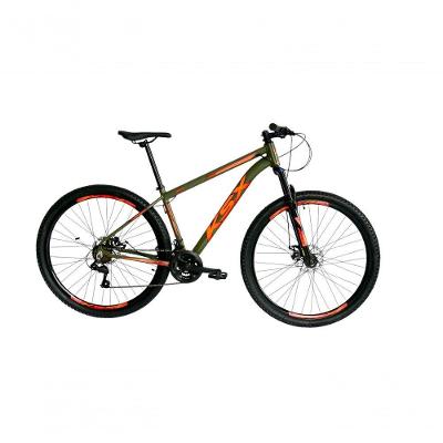 Bicicleta Aro 29 Ksx Sd7 21v Cabos Internos Alumínio Freios A Disco Garfo Suspensão Verde Militar Laranja Tamanho 17