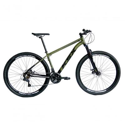 Bicicleta Aro 29 Ksx Sd7 21v Cabos Internos Alumínio Freios A Disco Garfo Suspensão Preto Verde Militar Tamanho 19