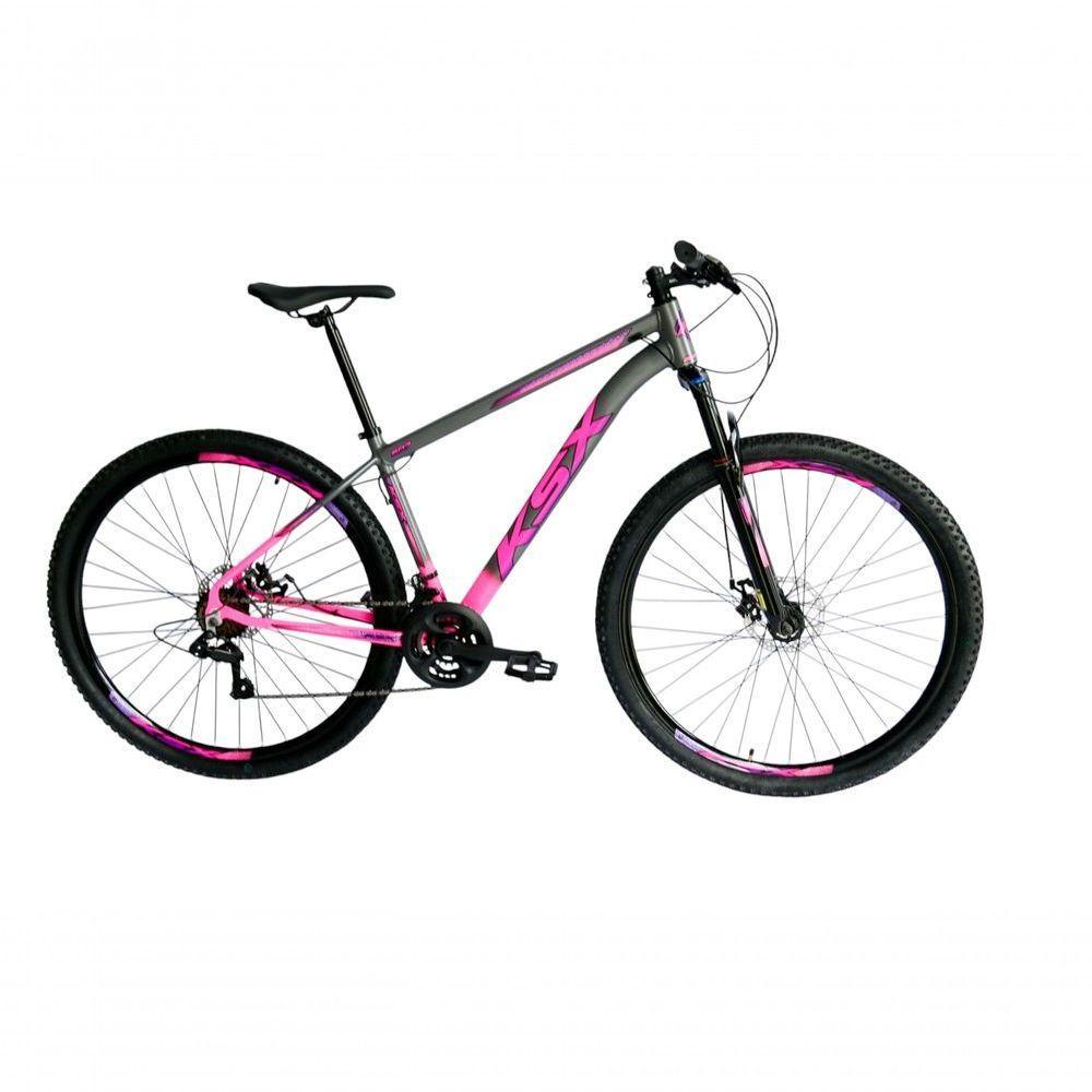 Bicicleta Aro 29 Ksx Sd7 21v Cabos Internos Alumínio Freios A Disco Garfo Suspensão Rosa Grafite Tamanho 17 - 1