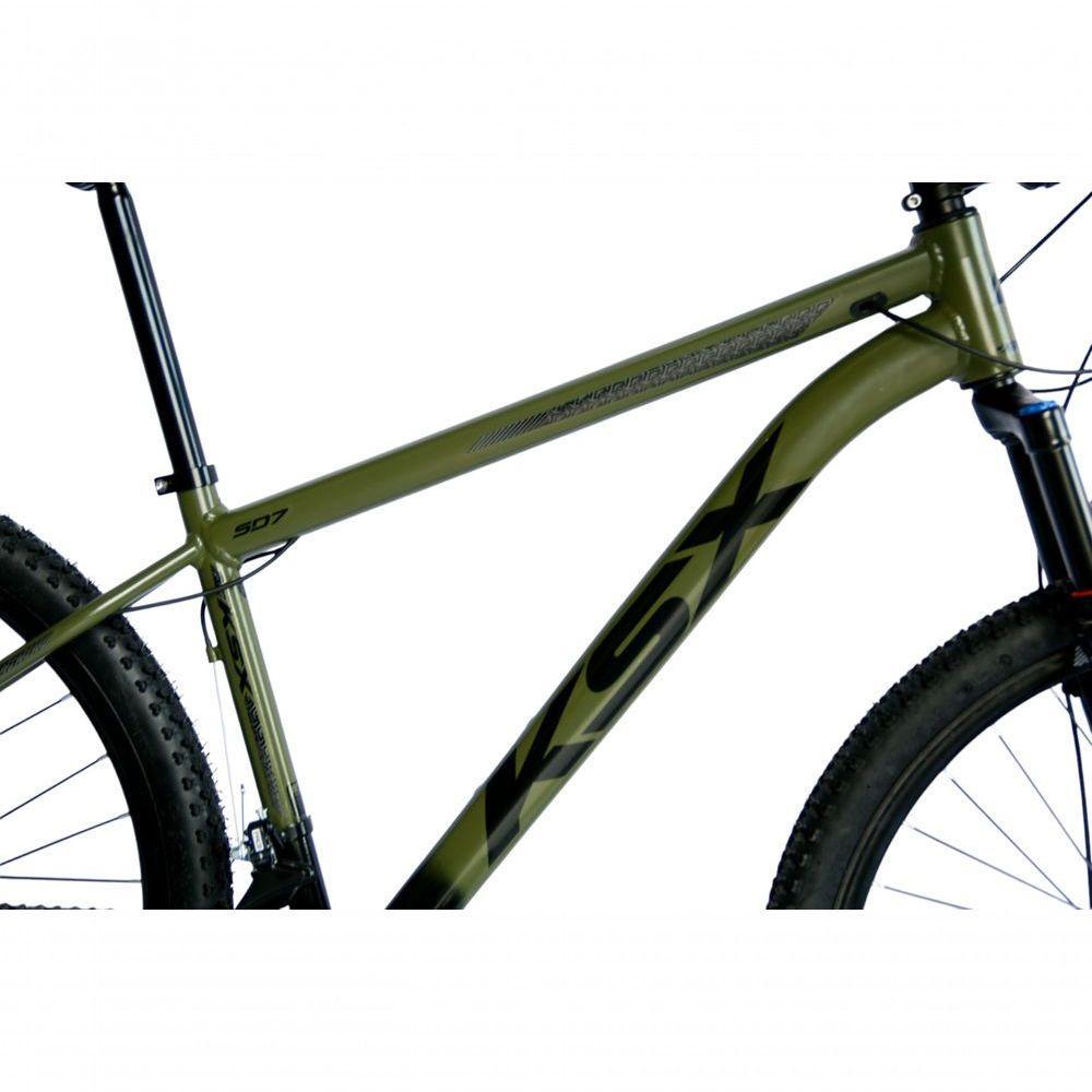 Bicicleta Aro 29 Ksx Sd7 21v Cabos Internos Alumínio Freios A Disco Garfo Suspensão Preto Verde Militar Tamanho 17 - 2
