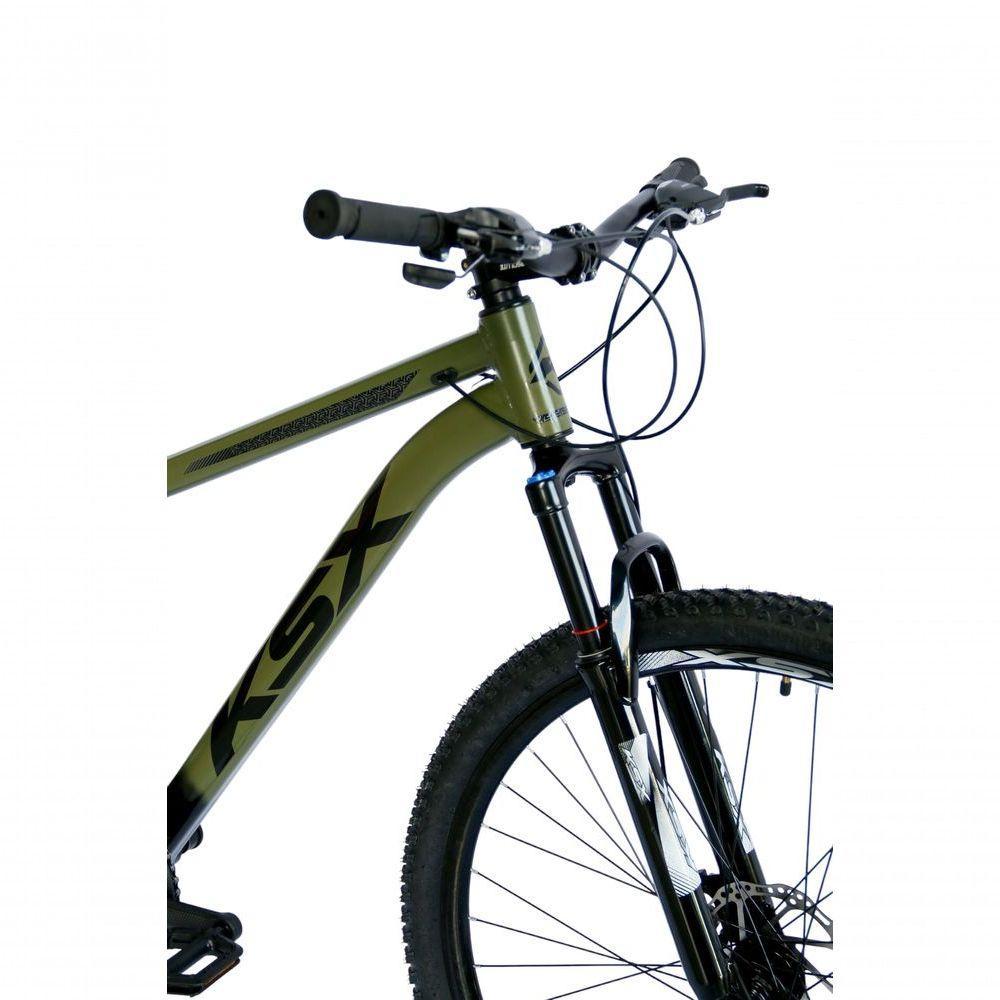 Bicicleta Aro 29 Ksx Sd7 21v Cabos Internos Alumínio Freios A Disco Garfo Suspensão Preto Verde Militar Tamanho 17 - 3