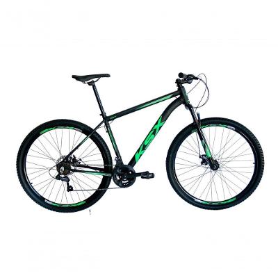 Bicicleta Aro 29 Ksx Sd7 21v Cabos Internos Alumínio Freios A Disco Garfo Suspensão Preto Verde Tamanho 17