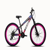 Bicicleta Viking Aro 26 Preto Rosa Câmbios Shimanos Aro Rosa Vmaxx - 1