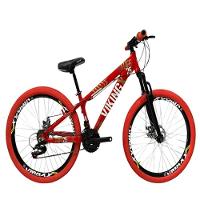 Bicicleta Vikingx Vermelha Aro 26 Câmbios Shimano Roda Vmaxx Pneu Vermelho - 1