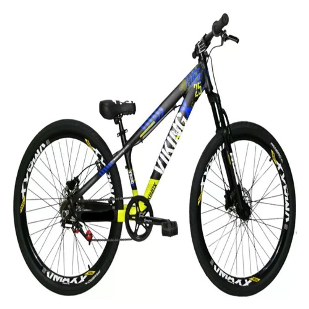 Bicicleta Vikingx Preto Amarelo Aro 26 Single Wheeling Freio Hidráulico - 1