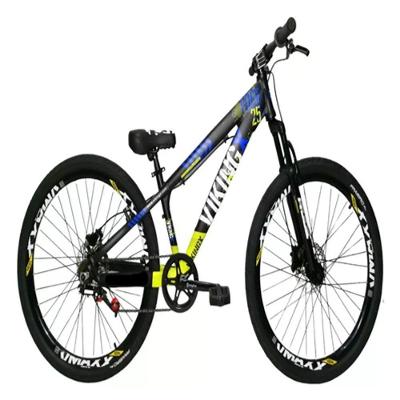 Bicicleta Vikingx Preto Amarelo Aro 26 Single Wheeling Freio Hidráulico