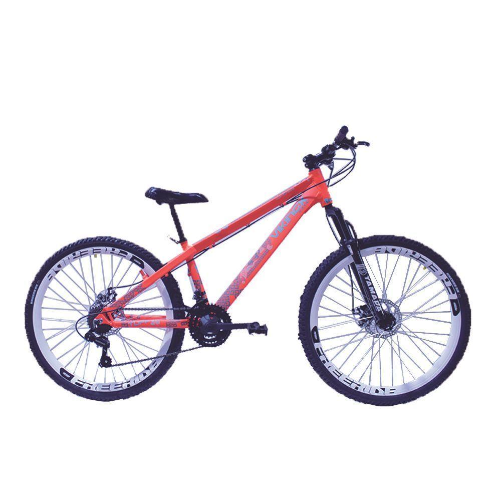 Bicicleta Vikingx Tuff 30 Freeride Aro 26 Freio A Disco 21 Velocidades Cambio Shimano Laranja Neon Aro Branco - 1