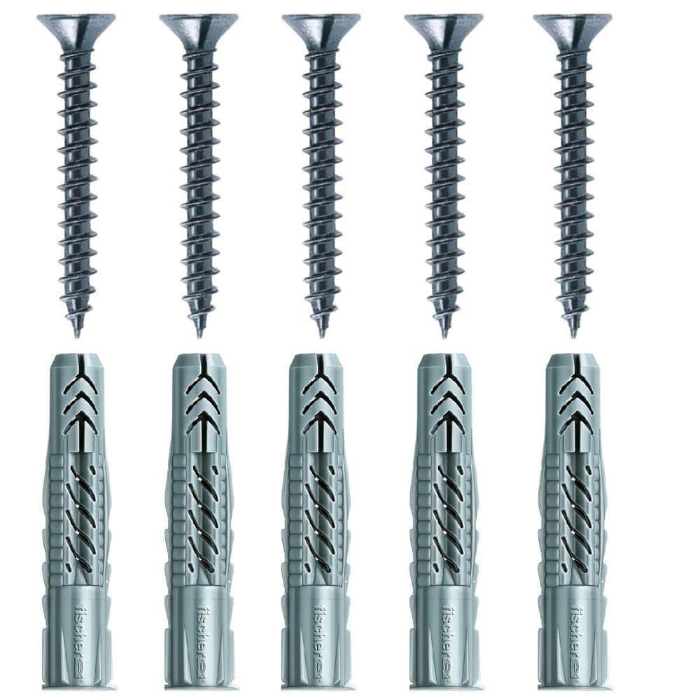 Cartela Com Buchas Ux8 Com Aba E Parafusos Cabeça Chata Com 5 Peças - 602509 - Fischer - 1